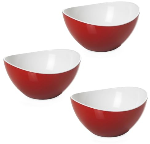 omada Design Set mit 3 Schüsseln für die Küche, 1,5 Liter, Salatschale aus farbigem Kunststoff, bruchsicherer Behälter, Linie Trendy
