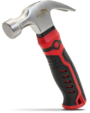 HOUSERAN Small Hammer 12oz, Claw Hammers for Picture Hanging, Martillos De Construccion, Small Hammer for Women, Suitable for Family, Camping, Stakes, DIY, Red x Black
