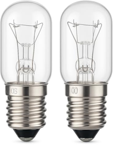 OOBRAN 15W E14 Fridge Bulb 240V, Pygmy Freezer Light Bulbs SES Sewing Machine Bulbs Small Edison Screw Warm White 2700K 15W E14 Salt Lamp Bulb Screw in 360 Degree (2-Pack).