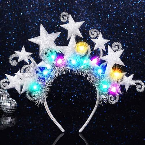 Fashband Leuchtender Stern Stirnband LED Glitzer Sterne Stirnbänder Göttin Kostüm Kopfschmuck Karneval Party Haarschmuck für Frauen