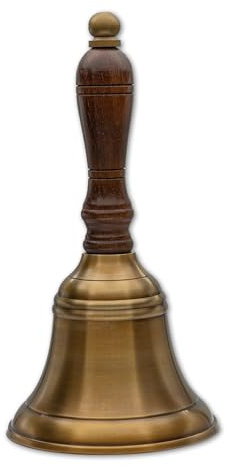 Handglocke Tischglocke aus Messing und Holz 17 cm – Vintage Deko, Empfang, Geschenkidee, edler Klang, hochwertiges Design, perfekt für Wohnaccessoires und stilvolle Dekoration Sea4You
