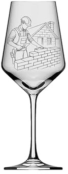 eXODA Weinglas Gravur Maurer 350ml spülmaschinenfest für Weinliebhaber | Füllmenge 350 ml, für Rotweine und Rosés, Lasergravur, handverpackt, fördert soziale Projekte, modernes Design