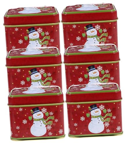 Cabilock 6pcs Sugar Case Christmas Candy Tins Biscuit Boxes Tinplate Storage Xmas Decor