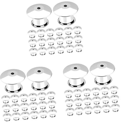 3 Sets Anti-Explosions-Schnalle, Anstecknadel, Stopper, lustige Nadeln, Anstecknadel, Anstecknadel, magnetische Stecknadel, Verschlüsse, rückseitige Verriegelung, blanko, Silber, 60 Stück x 3