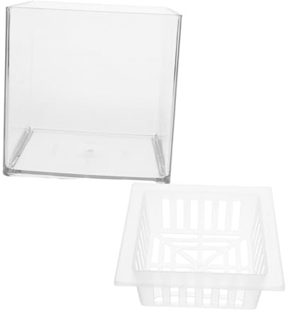 CAXUSD Terrarium Plant Propagation Station Clear Plastic Aquarium with Plant Basket and Aquariums Square Hydroponic Decorative Bottle for Indoor and Outdoor Use