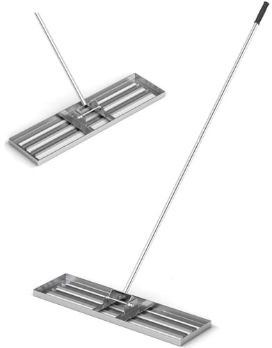 BCSRVCE Rastrillo nivelador de césped de 30/36/42 x 10, de Acero Revestido con Mango Largo de 77, Herramienta para nivelar el Suelo de Campos de Golf (36 x 10, Plateado)