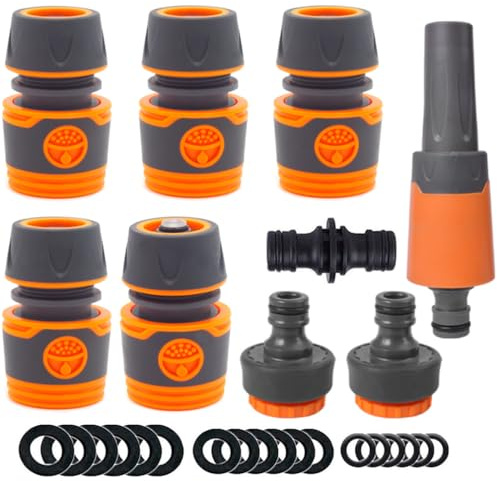 9 Pezzi Kit di Connettori per Tubi da Giardino Sistema di Irrigazione a Collegamento Rapido per Annaffiatoi, Lavaggio Auto e Connettori per Tubi.