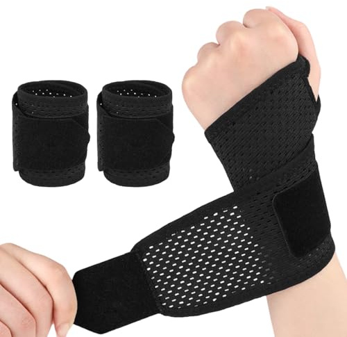 ESYFOR Tutore Polso, 2 Pezzi Fascia da Polso Traspirante Regolabile Elastica Polsiera Per Tendinite Multifunzionale Tutore Tunnel Carpale per Dolori Articolari, Quotidiano, Frattura e Distorsione