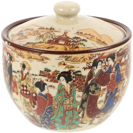 SOLUSTRE Barattolo in Ceramica Per Tè Sfuso Chiusura Ermetica, Contenitore Per La Conservazione Del Tè Da Cucina, Barattolo in Porcellana Giapponese Vintage Coperchio, Decorazione Retrò Per La Casa