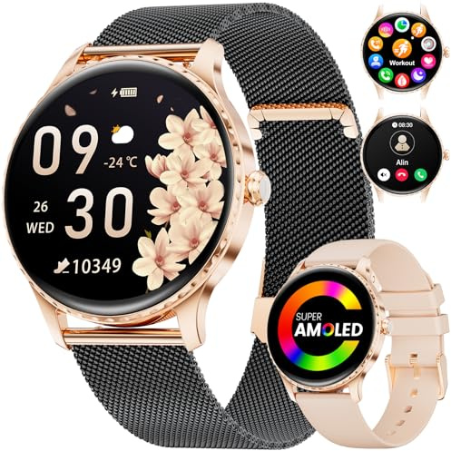 LIGE Smartwatch Donna con Chiamata Bluetooth, 1.32 AMOLED Orologio Fitness con Sonno, Frequenza Cardiaca, 100+Sportive, Fisiologia Femminile, IP68 Impermeabile Smart Watch per Android iOS (FV22-G)