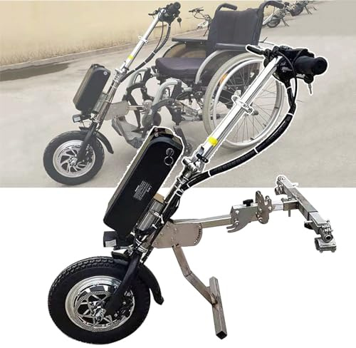 WhFKLca Dispositivo De TraccióN para Silla De Ruedas De 500 W, Accesorio para Silla De Ruedas para Bicicleta De Mano EléCtrica/Alcance De Crucero: 85 Km, 3 Velocidades/con Luz Delantera B