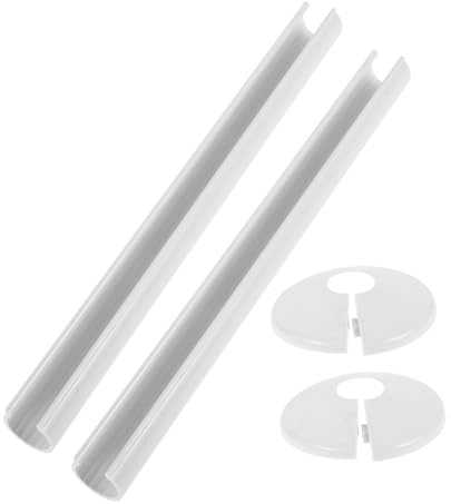 ASAKKURA Heizkörperrohrabdeckungen Kunststoff Weiß 2 Satz (15mm Deko Ringe 15 x 200mm Rohrmanschetten) Dekorative Rohrverkleidung Innen Einfache Montage Reißfest