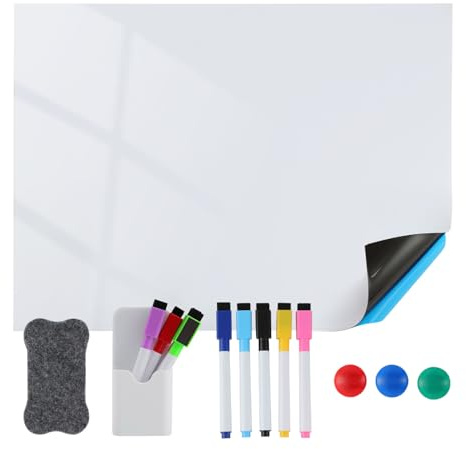 Magnetisch Whiteboard Folie - 45x100cm Magnetfolie Selbstklebend Weißwandtafel - Whiteboard Sticker DIY mit Marker, Board-Radierer und Magnet - Wandfolie für glatten Oberflächen in Schule, Büro, Haus