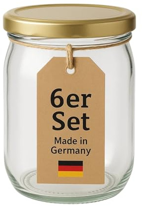 BigDean 6 x Overnight Oats Gläser Extra große Öffnung 1 Liter | die perfekten MealPrep Trinkgläser auslaufsicher Made in Germany