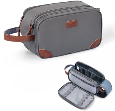 ECOHUB Beauty Case da Viaggio per Uomo Impermeabile con Scomparti Multipli | Grande Capacità, Apertura a 180°, Doppia Cerniera SBS, Portatile, Riciclata, Leggera, per Bagno, Palestra, 25,5×15×13 cm