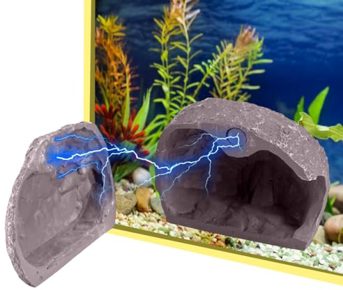 DONGKER Magnetische Aquaristik Cave, Kunstharz Aquarien Brut- und Versteckhöhle, Abnehmbare Aquarium Deko Höhle für Zwergbuntbarsche, Welse, Krebse und Garnelen
