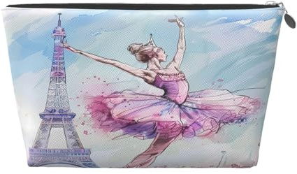 Ginfult Petite trousse de maquillage étanche avec motif Tour Eiffel Ballernia pour femmes et filles
