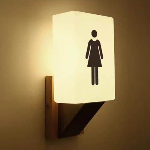 Toilettenschild for Männer und Frauen mit Licht, Acryl-Badezimmertür, Wandmontage(C)