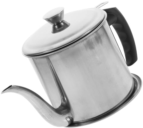 Toyvian Olla de Filtro de Aceite de Cocina Acero Inoxidable 1.8l con Colador y Base para Filtrar Grasa y Reutilizar Aceite en Hogar y Gastronomía