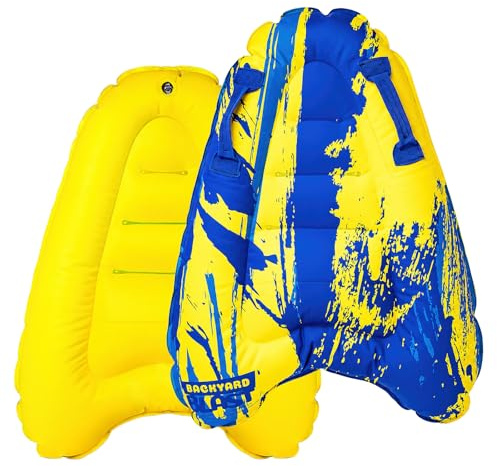 Luftmatratze Wasser für Kinder & Erwachsene, FainFun Surfbrett Aufblasbar, Bodyboard mit Griffen, Wassermatratze, Aufblasbare Schwimmbrett, Pool Matratze,Tragbares, für Strand Schwimmbad (E)