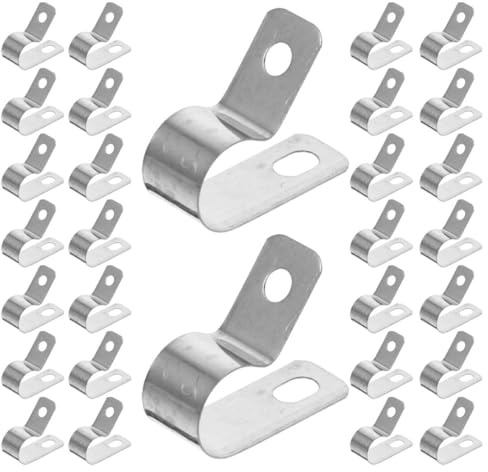 Kisangel 50 Pezzi Clip per Gestione Cavi R Tipo in Acciaio Inossidabile Argento, Design Pratico e Robusto per Fissaggio e Organizzazione Cavi Elettrici