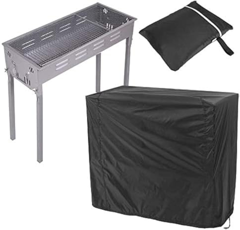 Grill Abdeckhaube, Gasgrillabdeckung OMorc Grillabdeckung Wasserdicht BBQ Cover Schutzhuelle Haube Grill Abdeckplane für Brinkmann, Char Broil, Holland and Jenn Air —Schwarz(145x61x117cm)