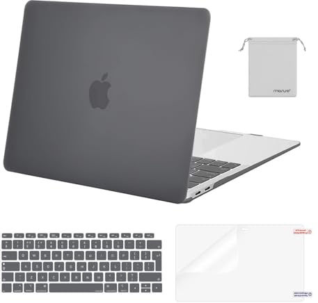 MOSISO Custodia Compatibile con MacBook Air 13 Cover M1 2021 2020 2019 2018 A2337 A2179 A1932 Touch ID,Case per MacBook Air M1 Cover 13,3'' Pollici&Copritastiera&Pellicola&Borsa, Grigio