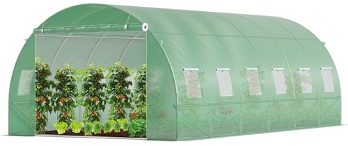 VOUNOT® Grande Serre de Jardin | Serre de Jardin Tunnel 18m2 en Acier galvanisé | maraichère Verte Taille : 600CM (L) x 300CM (l) x 200CM (h)