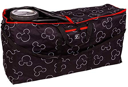 J.L. Childress Disney Baby Single & Double Stroller Bag - Travel Bag for Airplane, Fits Most Single & Double Baby Strollers, Airport Accessories for Gate or Baggage Check - Mickey Mouse, Black