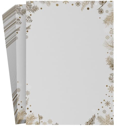 Weihnachts-Briefpapier | Tannenzapfen | weihnachtliches Motivpapier DIN A4 | Briefumschläge Din Lang mit/ohne Fenster | (50 Blatt)