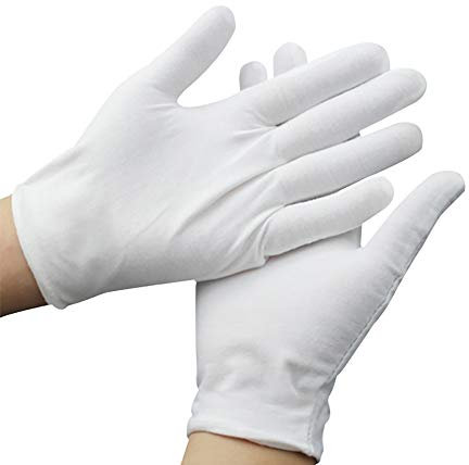 5 Paar Arbeitshandschuhe weiß genäht Baumwolle Handschuhe Parade Kostüm Handschuhe