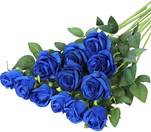 Hawesome 12pcs künstliche Rosen Seidenrosen Kunstblumen 6 Blüten & 6 Knospen Blumenstrauß Dekoration Hochzeit Wohnzimmer Party Blumenarrangement Cafe dekorative Blumen rot weiß rosa violett