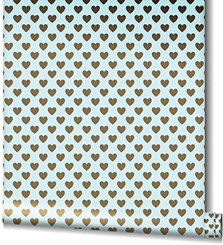 Geschenkpapier Rolle 10m Geburtstag Herzen Gold Türkis für Kinder Premium Qualität Made in Germany
