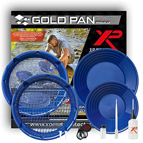 XP Metal Detectors Gold Pan Premium Kit – Idéal pour Les Chasseurs d'or expérimentés – avec Deux bacs XP Gold, Deux classificateurs empilables et des Accessoires dorés (GP-Premium-KIT)