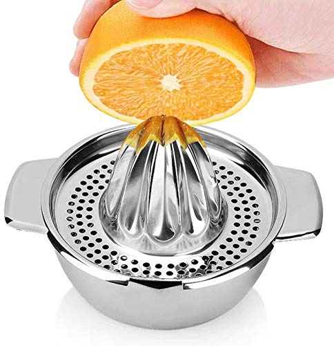 Tissting Exprimidor Manual de Acero Inoxidable, Exprimidor Portátil con Filtro Fino para Naranjas y Limones, Herramienta de Cocina para Uso en Casa y Profesionales