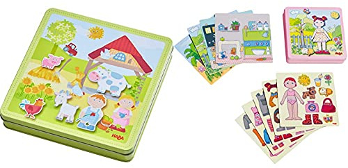 HABA 301951 - Magnetspiel-Box Peters und Paulines Bauernhof, Magnetpuzzle, ab 3 Jahren & 7392 - Magnetspiel-Box Anziehpuppe Lilli | Abwechslungsreiches Magnetpuzzle rund um die niedliche Puppe Lilli