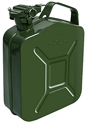 Recipientes para gasolina Lata de combustible Lata metálica para depósito de gasolina con boquilla para combustibles, Tubo de vertido, Cumplimiento de normas de seguridad, Verde (Capacidad: 5L, 10L,