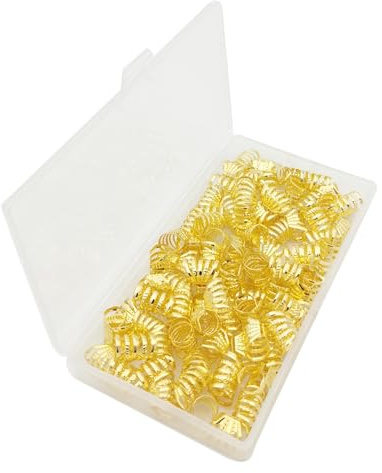 100 st guld hårmanschetter hårsmycken för flätor tillbehör, Flosius Loc smycken för svarta kvinnor dreadlock tillbehör hårpärlor för flätor afrikanska hårpärlor justerbara manschetter örhänge
