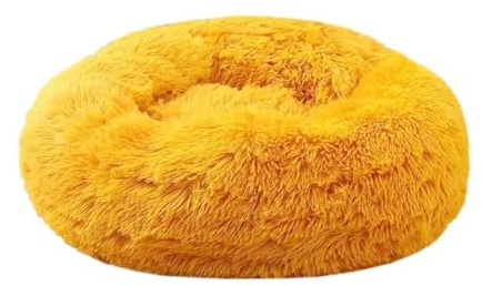 jiuzcare Hundebett Katzenbett rund flauschig, Hundebett waschbar, Katzenbett flauschig, Hundekissen für kleine Hunde und Katzen, Hundekörbchen weich (50 cm, Gelb)