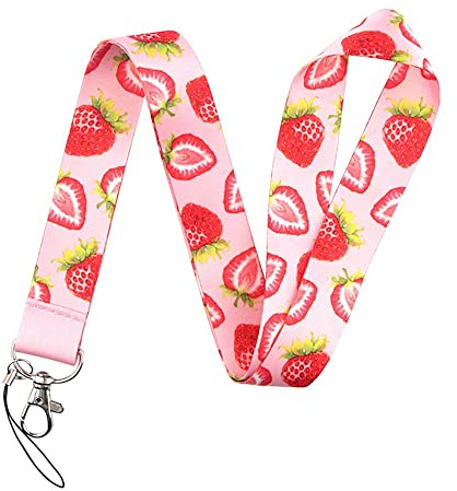 hansum Neck Lanyard, Fruit Lanyards with Safety Buckle, for ID Badge Holder, Keys, Student Card, Mobile Phones(Strawberry)