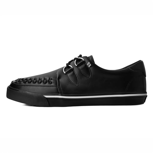 T.U.K. Black Leather D-Ring Low Creeper Sneakers US Women 12 / Men 10