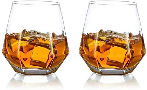 Estante para vino Decantador de whisky Juego de 2 vasos de whisky Vasos de agua potable premium irrompibles Vaso transparente de 300 ml Perfectamente ponderado para bebidas cortas Seguro apilable (