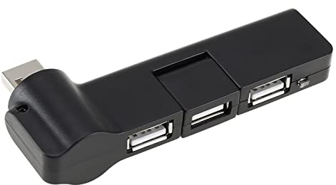 ECSiNG USB Extender Hub 4 Port 180° Drehung USB Hub Netzteil Mini USB 2.0 Zubehör für Maus Tastaturen Kartenleser 5V 500mA