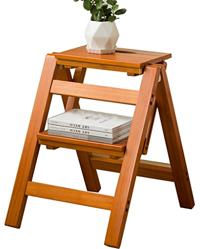 JHLP Taburete de madera Escalera Escalera de Escalada de Cocina Escalera Plegable de Dos Escaleras y Estante de Almacenamiento - Banco de madera versátil para uso doméstico