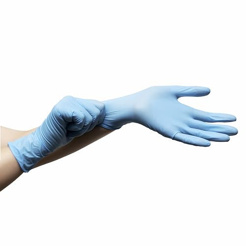 MONOUSALO Guantes desechables de nitrilo azul sin polvo, 500 unidades, látex y talco con microgrip, uso profesional, guantes desechables para cocina, alimentos, peluquería, chef, tatuaje, 4,5 g (S)