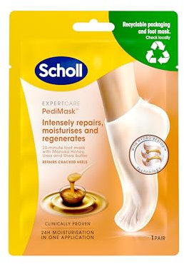 Scholl PediMask for Soft Feet, Deep Moisturising Pedicure Foot Mask with Manuka Honey, Urea and Shea Butter, Clinically Proven for Softer Feet