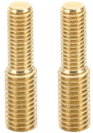 PATIKIL M8x20mm to M10x20mm Double End Threaded Stud Screw Bolt, 2 Pack Brass Rod Bolts Thread Reducer Adapter for Furniture Fastener, Hardware Connector