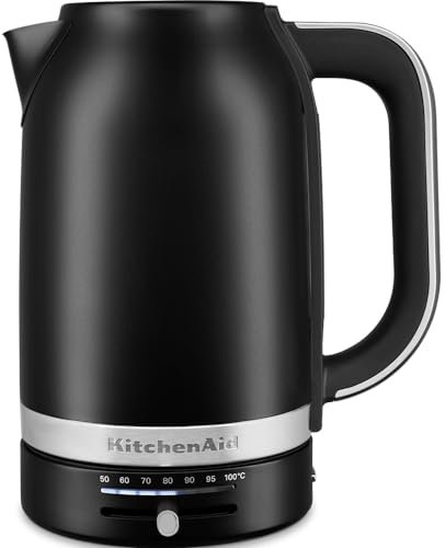 KitchenAid Wasserkocher mit Temperatureinstellung von 50 bis 100°C - Teekocher mit Temperaturanzeige und Kalkfilter 1,7L - Electrisch 2400 Watt (Matt Schwarz)