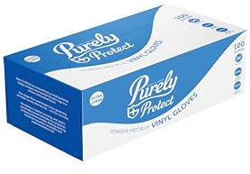 Blake & White Blue Vinyl Gloves XL - Purely Protect Powder and Latex-Free Disposable Gloves - BSEN455 Certified for Medical, Healthcare and General Use - Box of 100