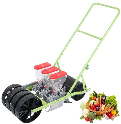CYTBEK Hand Push Garden Seeder, Manual Farmer Pushes Vegetable Planter Precision Seeder, Precision Walk-Behind Row Crop Planter for Planting Corn Soybean Peanut Wheat Beans 3-row